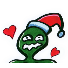 [LINEスタンプ] Green Naughty Alien - Merry Christmas