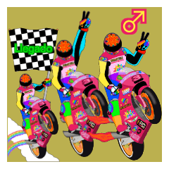 [LINEスタンプ] Moto Race Rainbow-colored Riders 3 @02の画像（メイン）