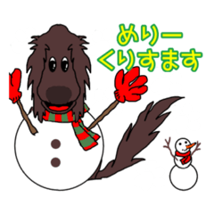 [LINEスタンプ] フラットコーテッドのクリスマス＆新年 Ⅰ