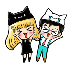 [LINEスタンプ] Sherene and Elvin - The cat couple