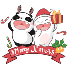 [LINEスタンプ] Panda Bear in BLACK ＆ WHITE(X'mas)