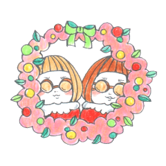 [LINEスタンプ] みどぶのスタンプ クリスマスぱっつん姉妹