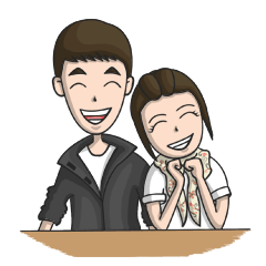 [LINEスタンプ] Long Face Boy And Round Face Girl (Thai)
