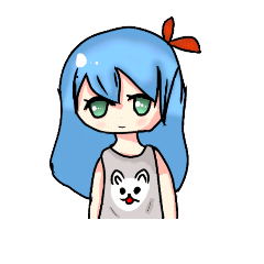 [LINEスタンプ] cute blue hair girl