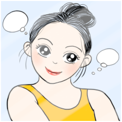 [LINEスタンプ] A girl standing on the mirror: Today
