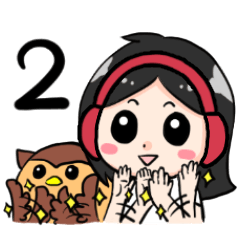 [LINEスタンプ] Wearing a headset girl and owl 2