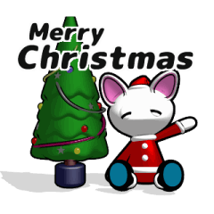 [LINEスタンプ] 大きな瞳の白い猫 クリスマスver (動く）の画像（メイン）