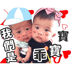 [LINEスタンプ] Family of twin babies