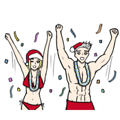 [LINEスタンプ] Muscle Oppa ＆ Blonde lady Christmas