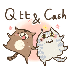 [LINEスタンプ] Qbi-cat and Cash