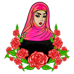 [LINEスタンプ] Hijab rose girl